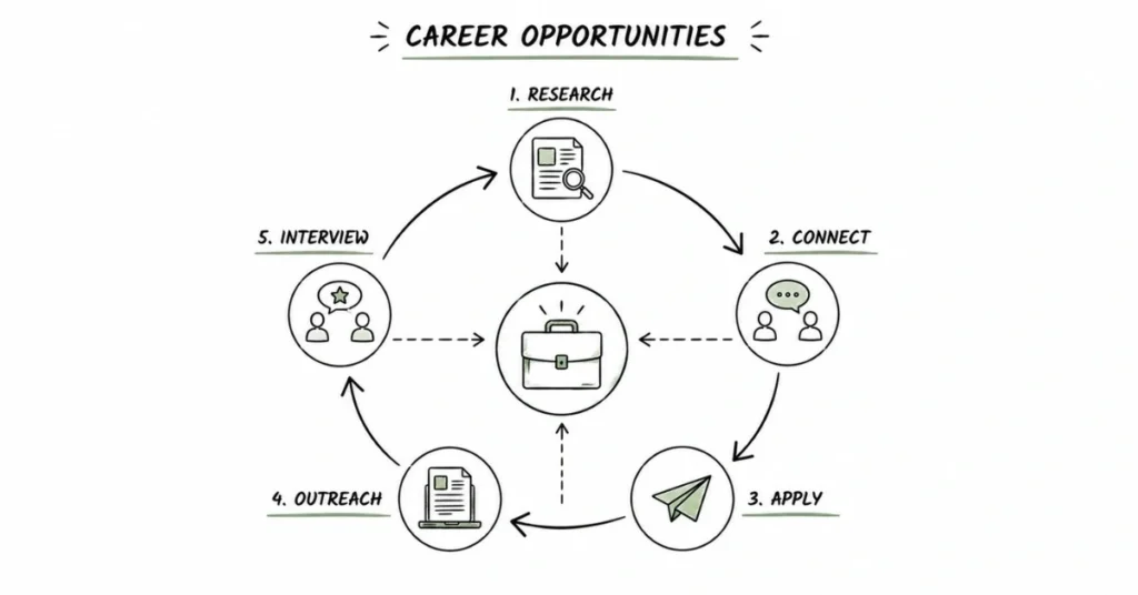 Strategic job search workflow for social media careers.
