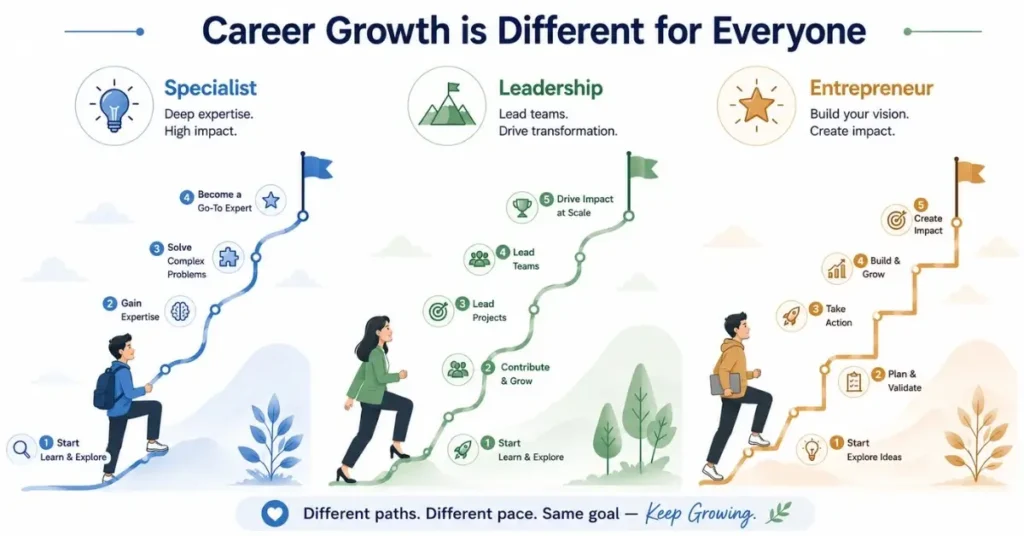 Different professional growth journeys within ecommerce careers. | FLM | FrontlinesEduTech