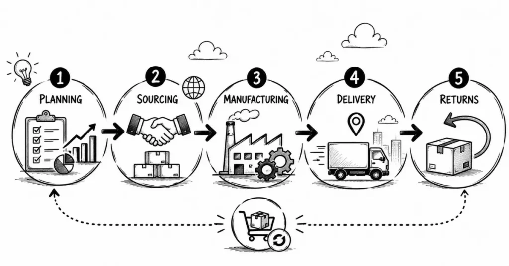 five pillars of supply chain | FLM | Frontlines Edu Tech