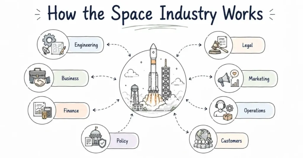 Space industry ecosystem. | FLM | FrontlinesEduTech