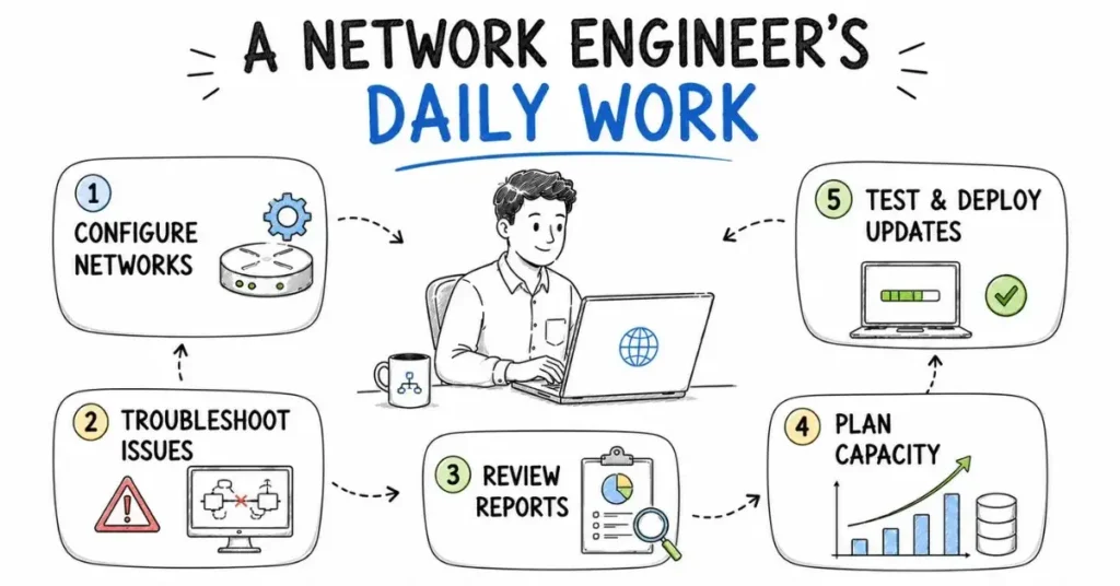 network engineer daily tasks | flm | frontlines edutech