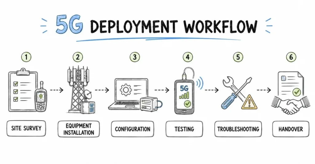 5G deployment workflow | flm | frontlines edutech