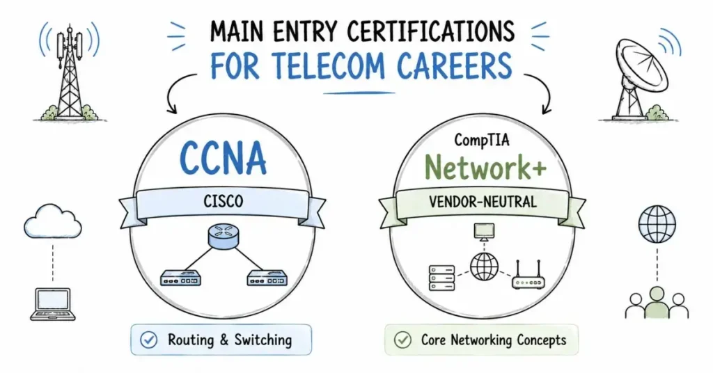 CCNA and Network+ telecom certifications