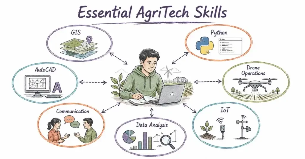 AgriTech Career Guide highlighting essential technical skills. | FLM | FrontlinesEduTech |