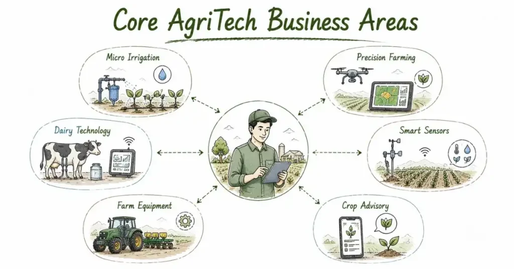 Top AgriTech Companies in India working in precision farming, irrigation, dairy technology, and smart sensors. | FLM | FrontlinesEduTech |
