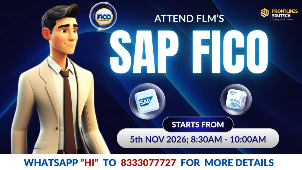 SAP FICO course in telugu poster | FLM I Frontlinesedutech